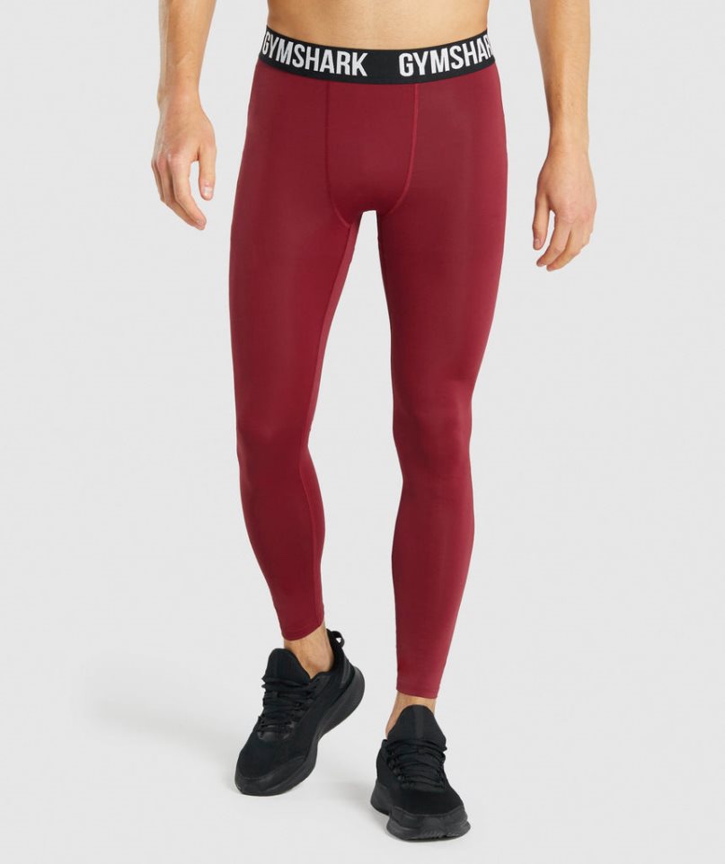 Men\'s Gymshark Element Baselayer Leggings Burgundy | NZ 8ANJVF